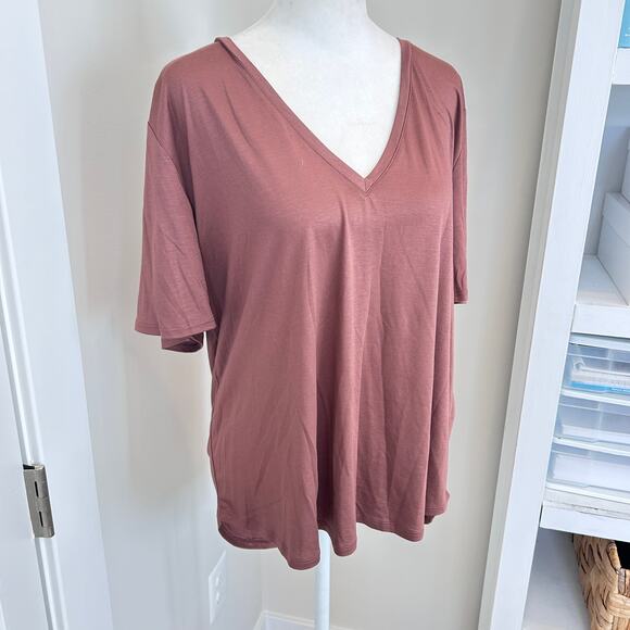 Anthropologie Chocolate Brown V-Neck Tunic Tee Shirt Top Womens Size Large - Picture 8 of 8